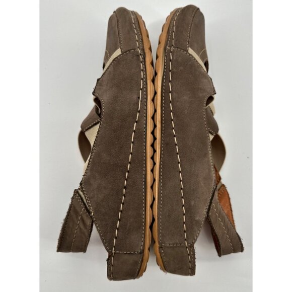 V Italia Leather Slingback Shoe Women 40 (9) Taupe Nubuck Shock Absorber Comfort - Picture 7 of 10